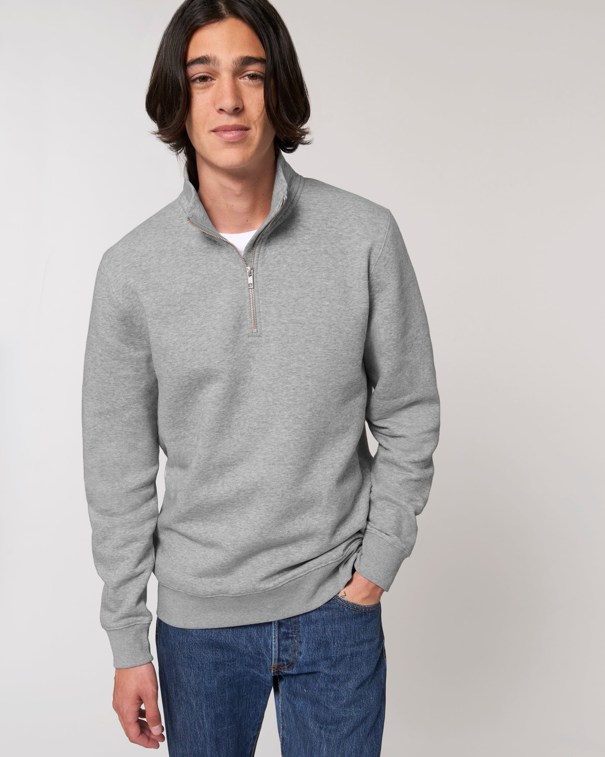 Organic men quarter zip sweat fitted- Stanley Trucker