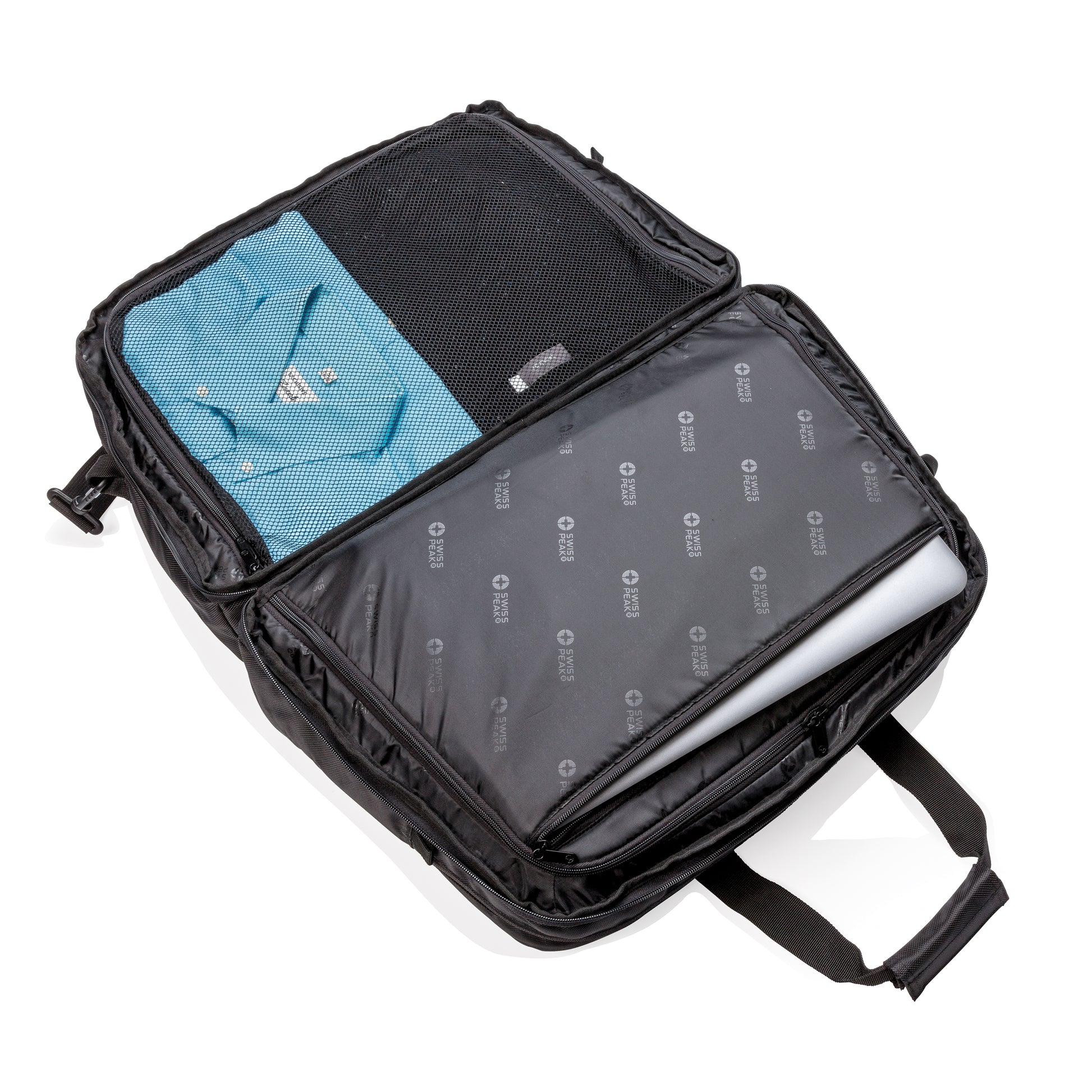 Swiss Peak RFID duffle with suitcase opening