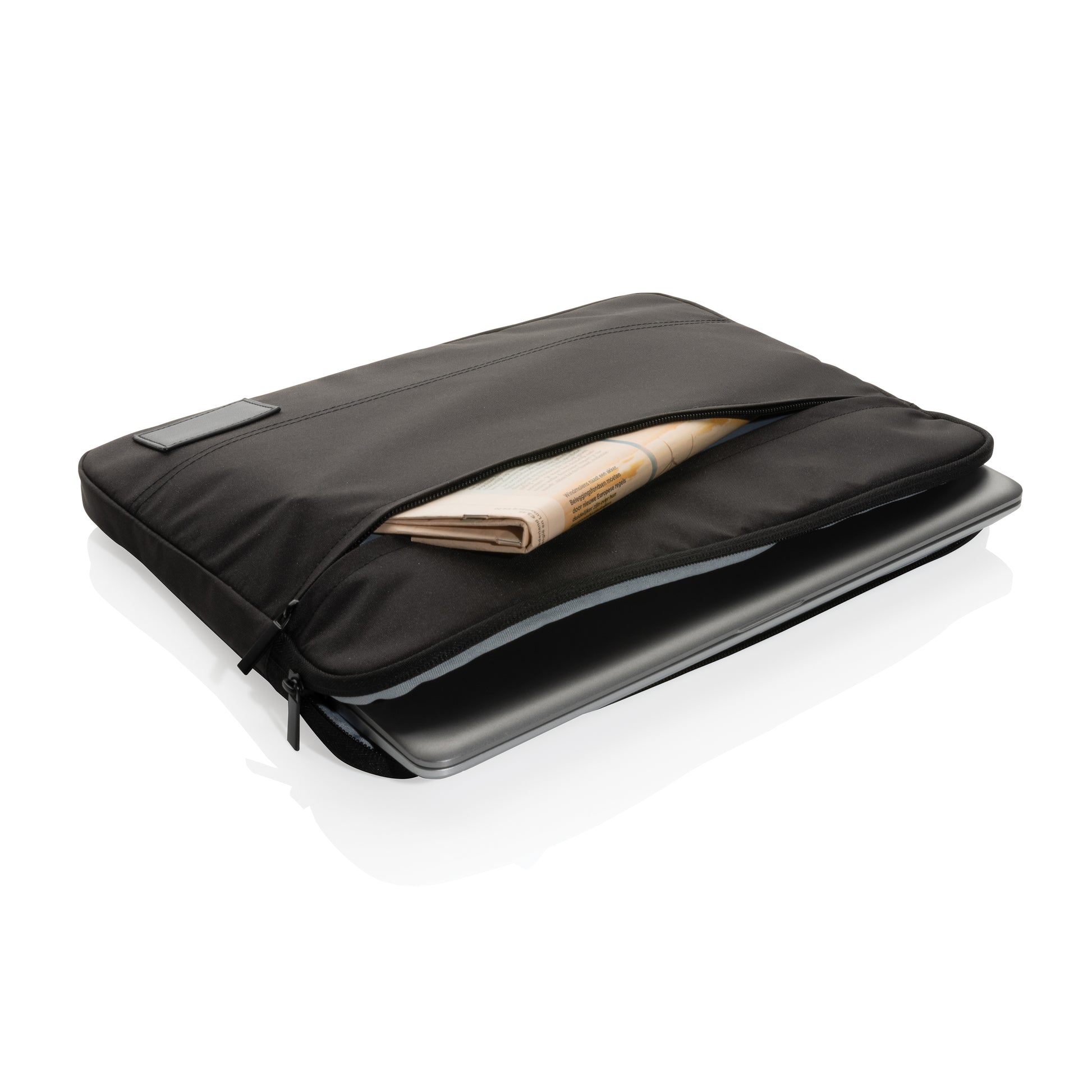 Recycled polyester 14-inch laptop sleeve - Black